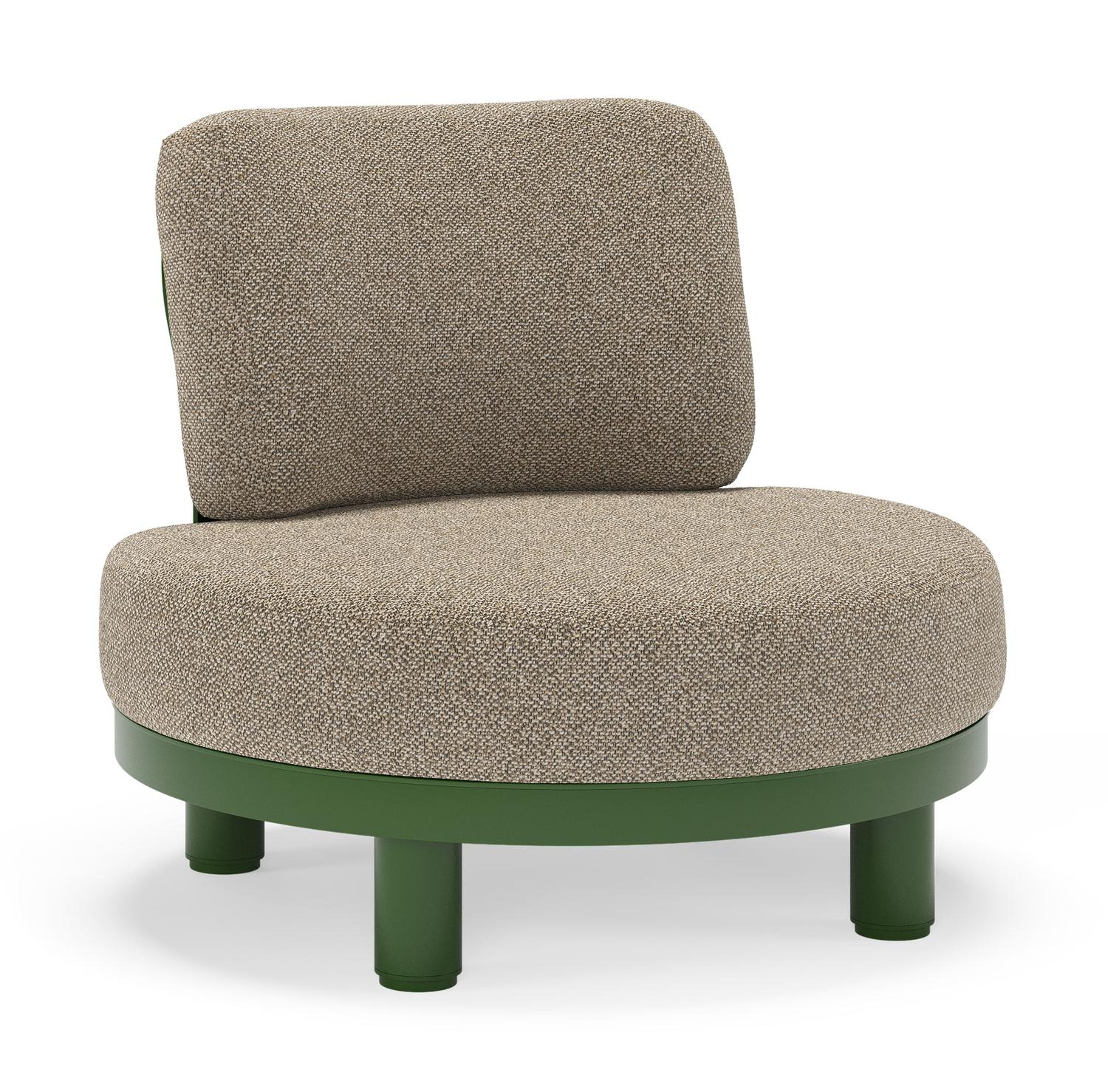 Donato loungestoel in groen aluminium met all weather cosytica Madagascar Burch kussen