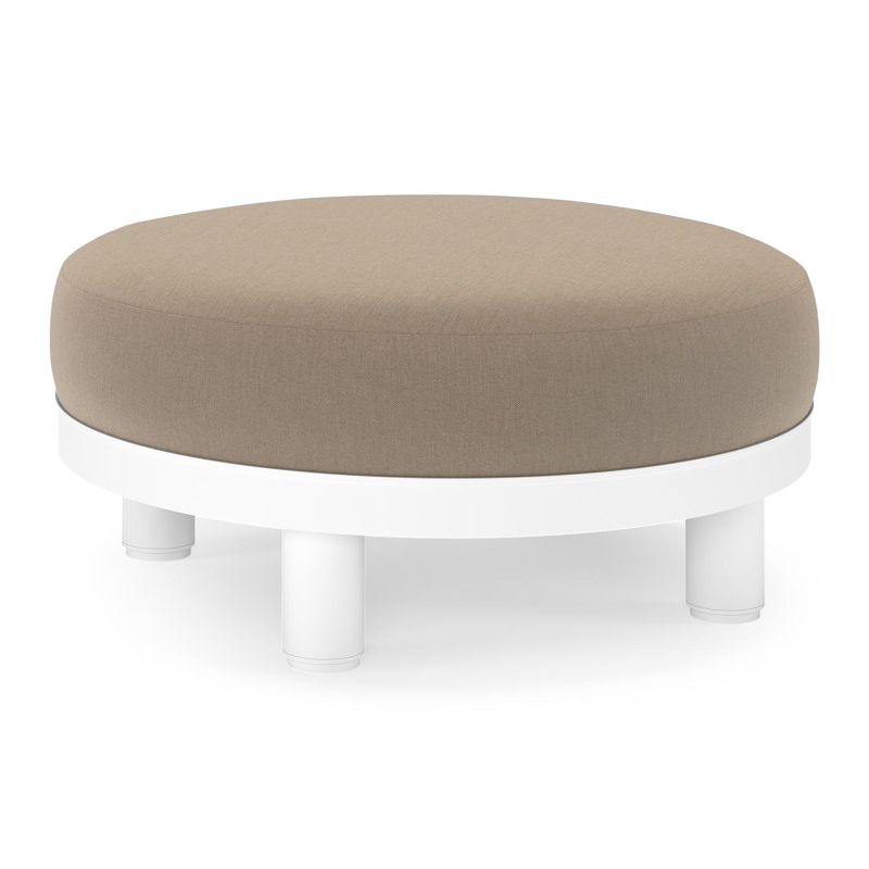 Donato lounge poef in wit aluminium met All Weather Sunbrella® Luxe Natte Heather Grey kussen