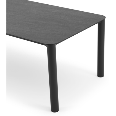 Orso tuintafel rechthoekig afgerond in zwart aluminium en volkeramiek basalt black - L 240 x B 100 x H 73.5 cm