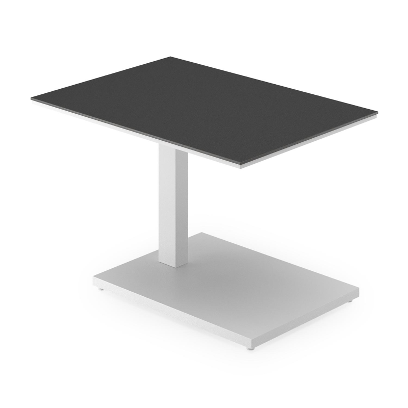 Table d'appoint pop-up Cirello rectangulaire en aluminium blanc et céramique pleine Nero Black - Lg. 70 x Lrg. 50 x Haut. 66 cm