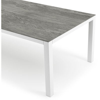 Como tuintafel in wit aluminium en volkeramiek aspen grey - L 280 x B 110 x H 75 cm