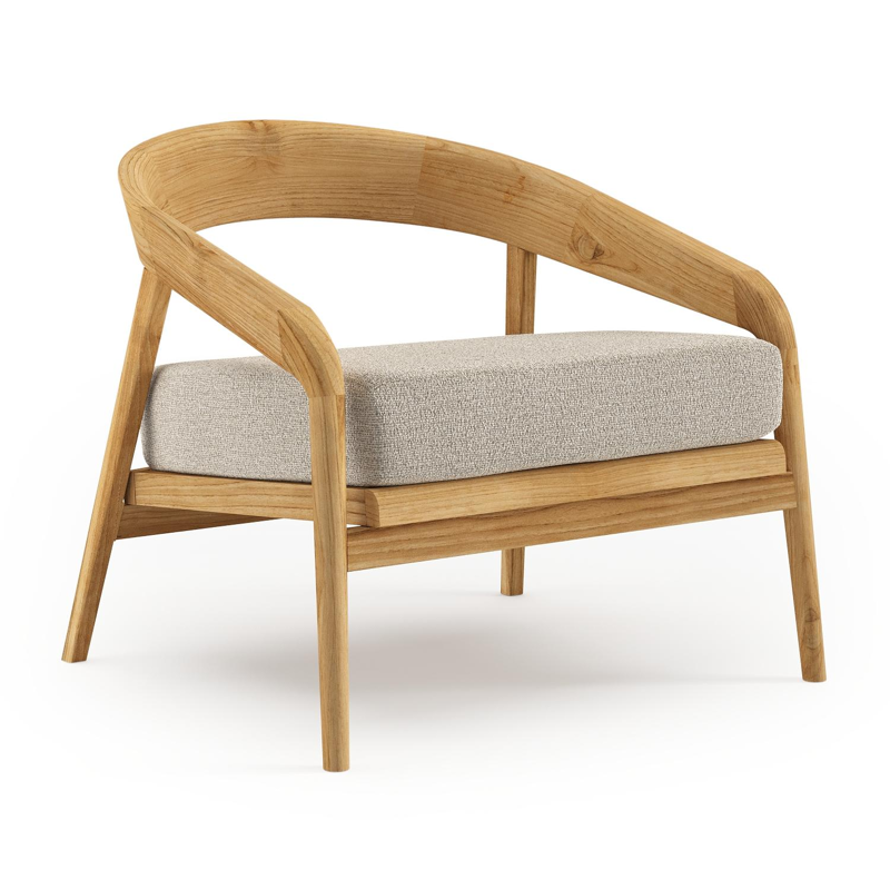 Lacrima loungestoel in teak met catania sand all weather Cosytica kussen