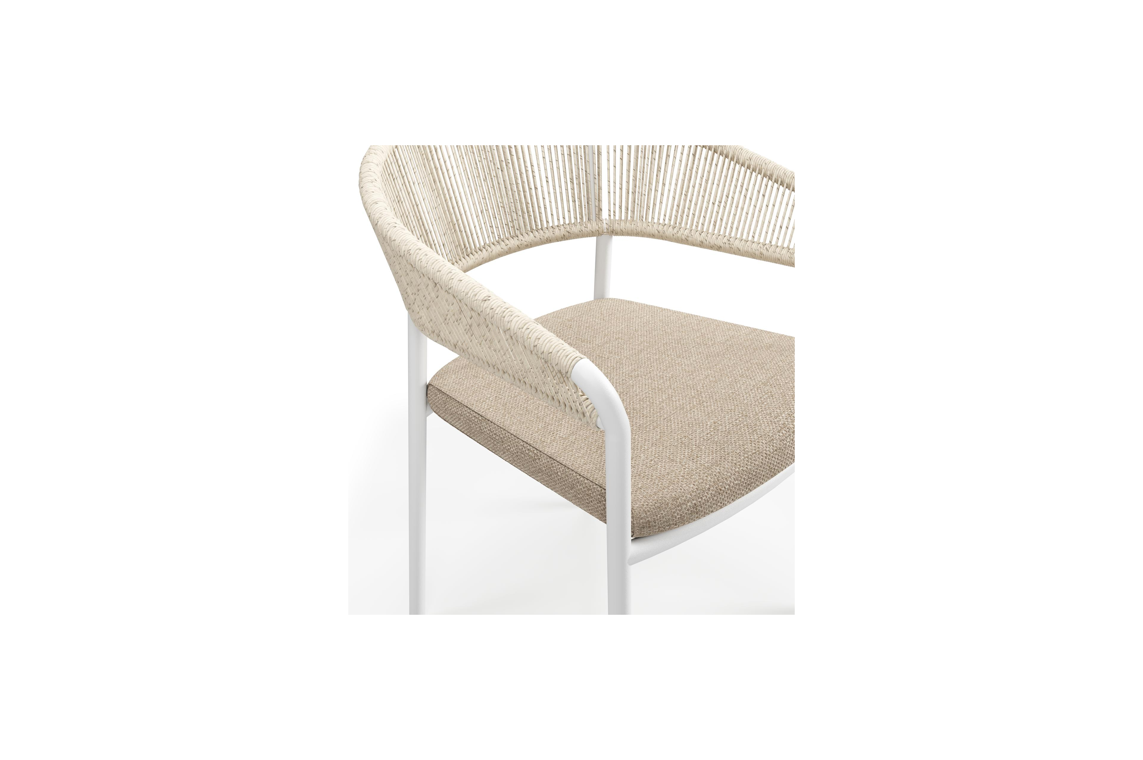 Pamplona ovale tuinset in wit aluminium en teak natural finish met 6 Zamora tuinstoelen