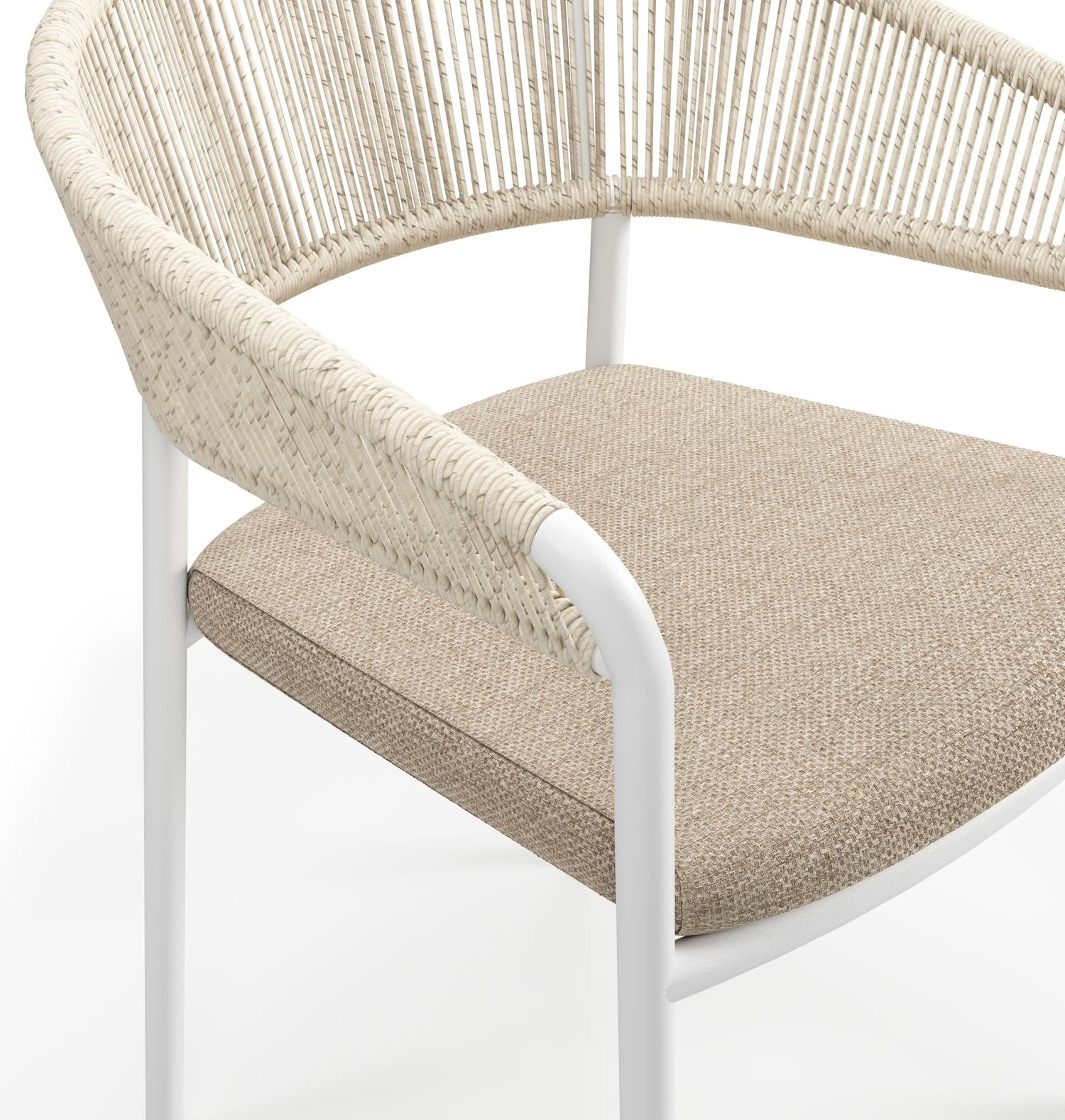 Feltro tuinset in wit aluminium en sintered stone Crema minerale met 2 Zamora tuinstoelen