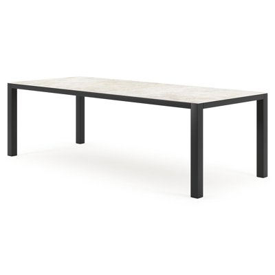 Table de jardin Como rectangulaire en aluminium noir et céramique pleine Rapolano Lg. 240 x Lrg. 100 cm