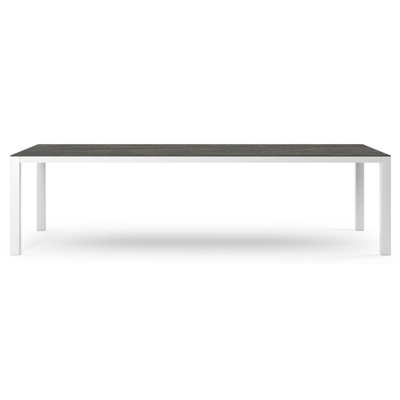 Como tuintafel in wit aluminium en volkeramiek Black Obsession - L 280 x B 110 x H 75 cm