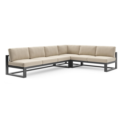 Verato loungehoek in zwart aluminium met althea chalk all weather cosytica kussen