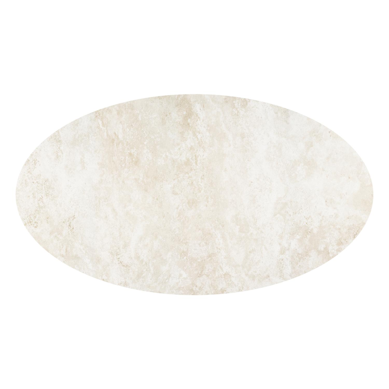 Table de jardin Fano ovale en aluminium blanc et céramique pleine Rapolano Lg. 240 x Lrg. 135 cm