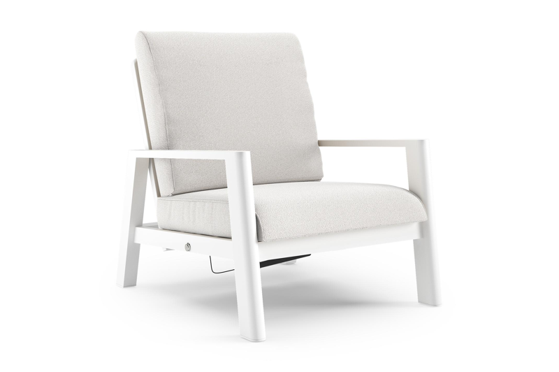 Cirello loungestoel in wit aluminium met soul optik all weather solica kussen