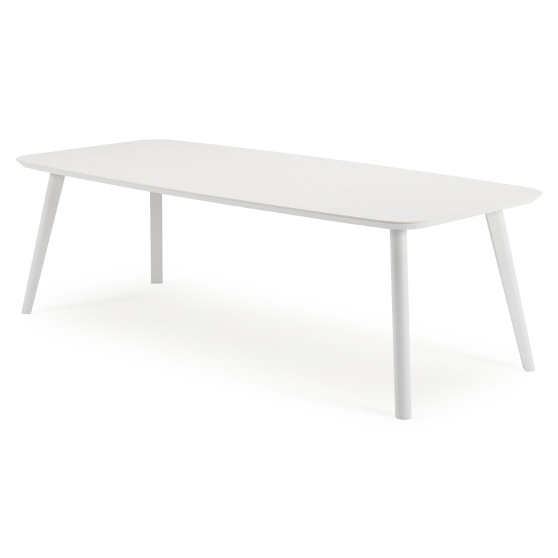 Mosa tuintafel bootvorm in wit aluminium en sintered stone Topo minerale - L 240 x B 110 x H 74 cm
