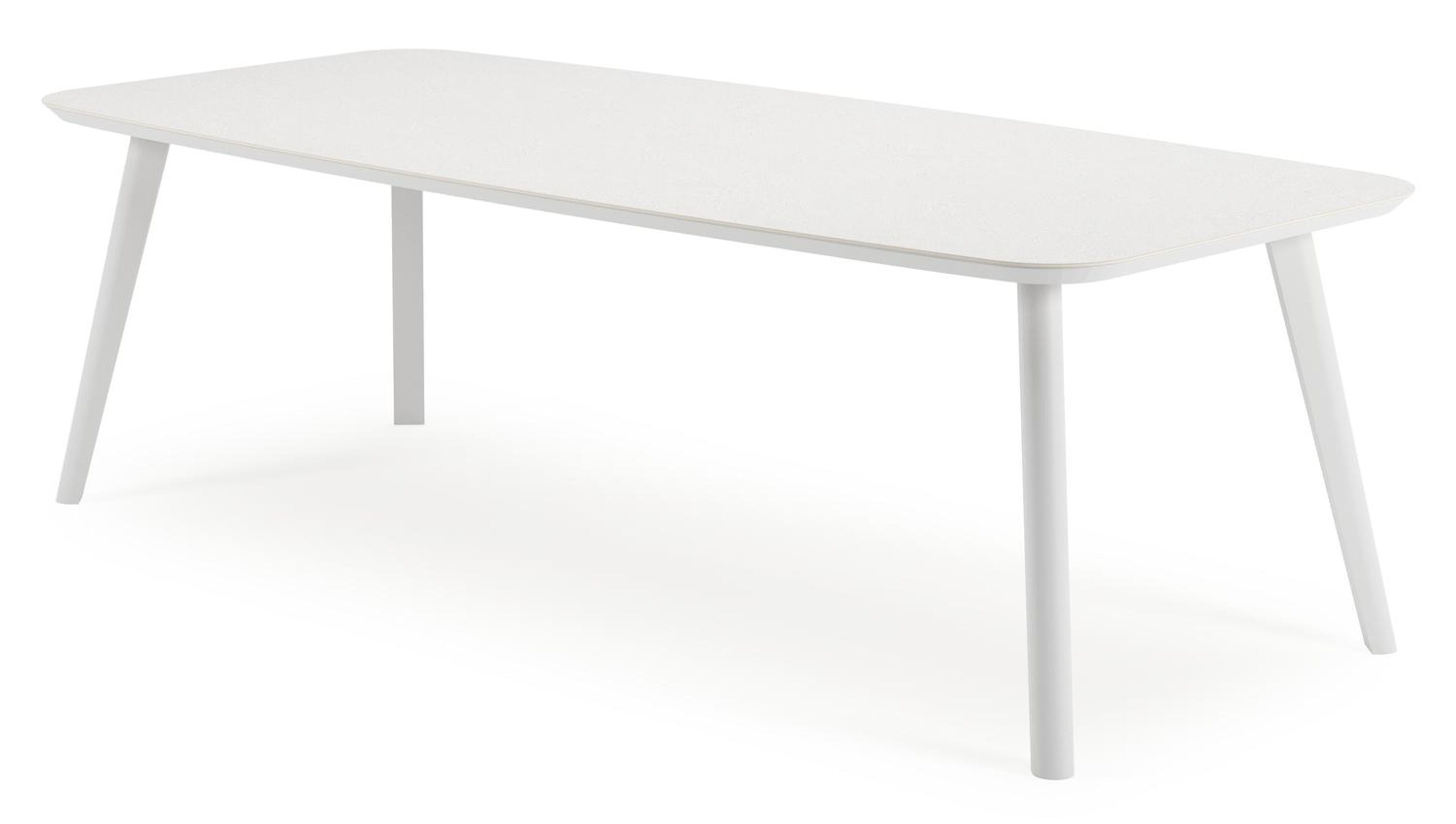 Mosa bootvormige tuinset in wit aluminium en sintered stone topo minerale met 6 Amalfi tuinstoelen