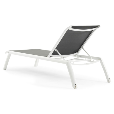 Bari verstelbaar ligbed in wit aluminium met grijs textilene