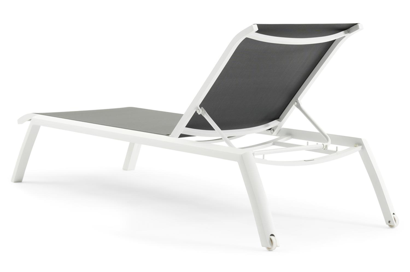 Bari verstelbaar ligbed in wit aluminium met grijs textilene