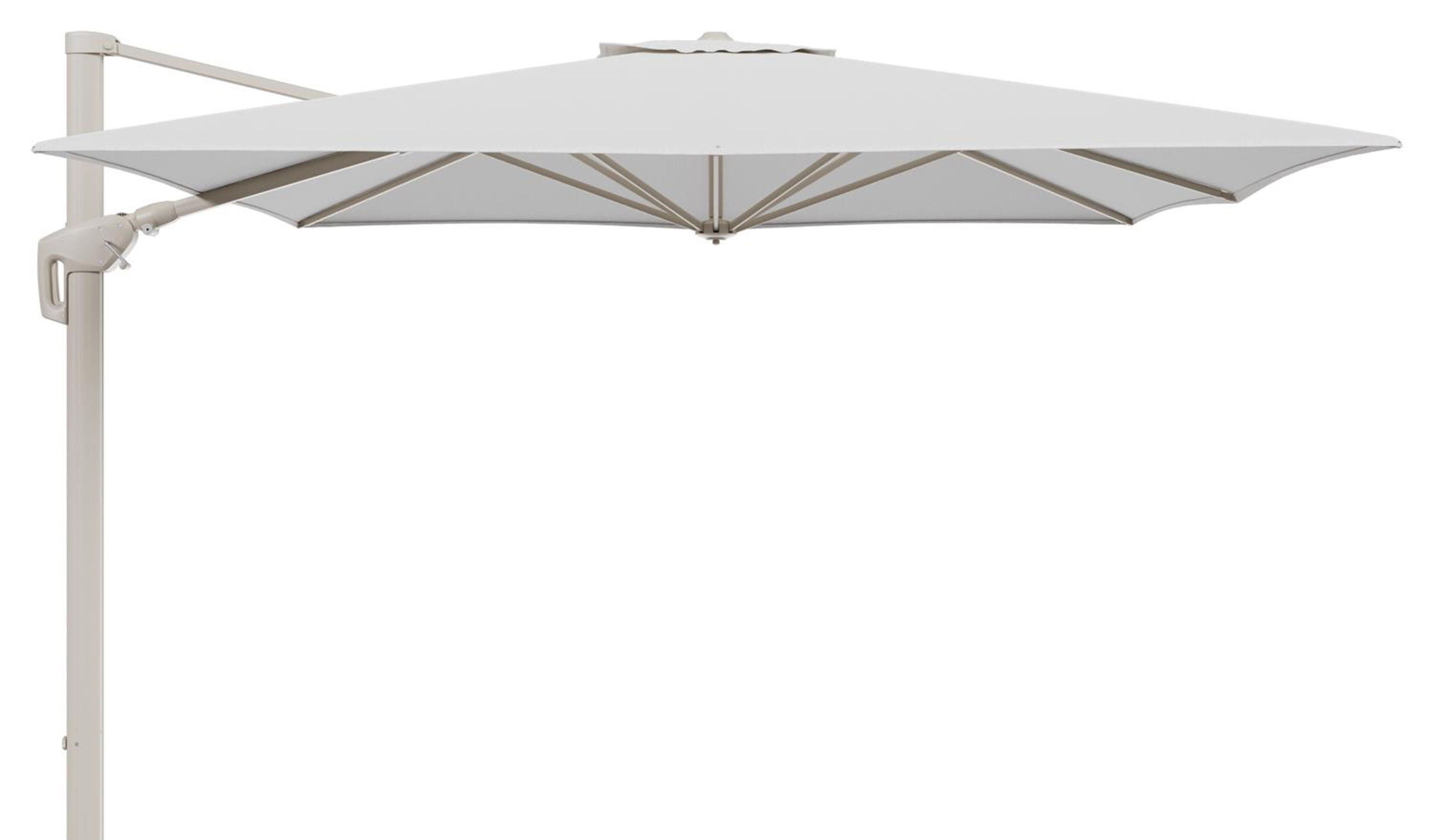 Minore zweefparasol met tiltfunctie in beige aluminium en Ego Birch All Weather Solica parasoldoek - L1 350 x L2 350 cm (zonder voet) (zonder voet)