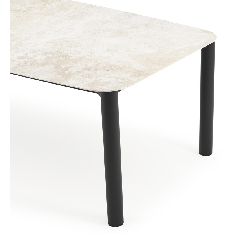 Orso tuintafel bootvorm in zwart aluminium en volkeramiek Rapolano L 255 x B 115 cm