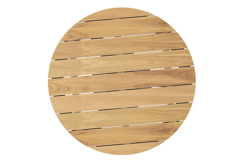 Fano tuintafel in zwart aluminium en teak - Dia. 110 x H 75 cm