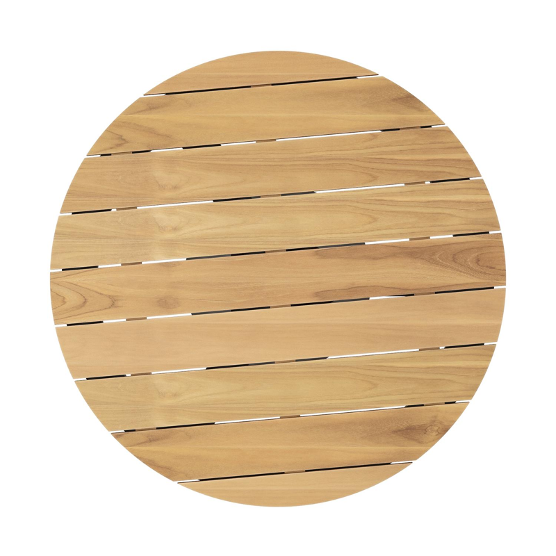 Fano tuintafel in zwart aluminium en teak - Dia. 110 x H 75 cm