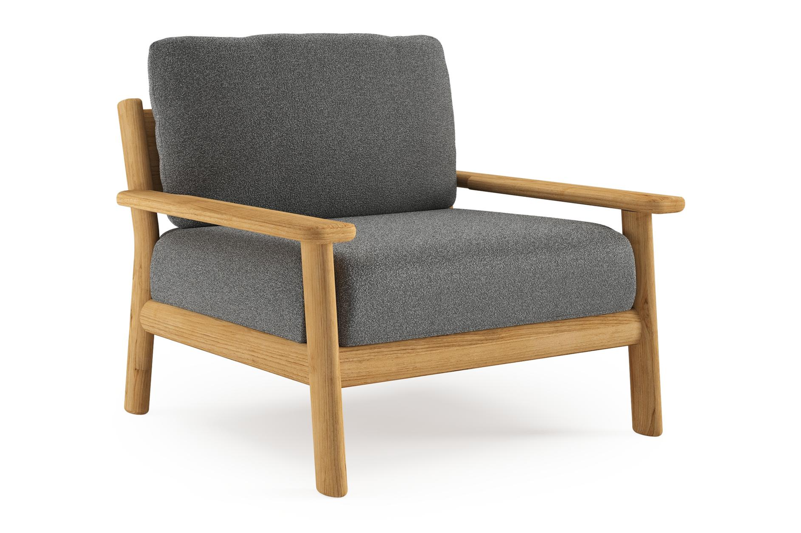 Amaro loungestoel in teak met catania black all weather cosytica kussen