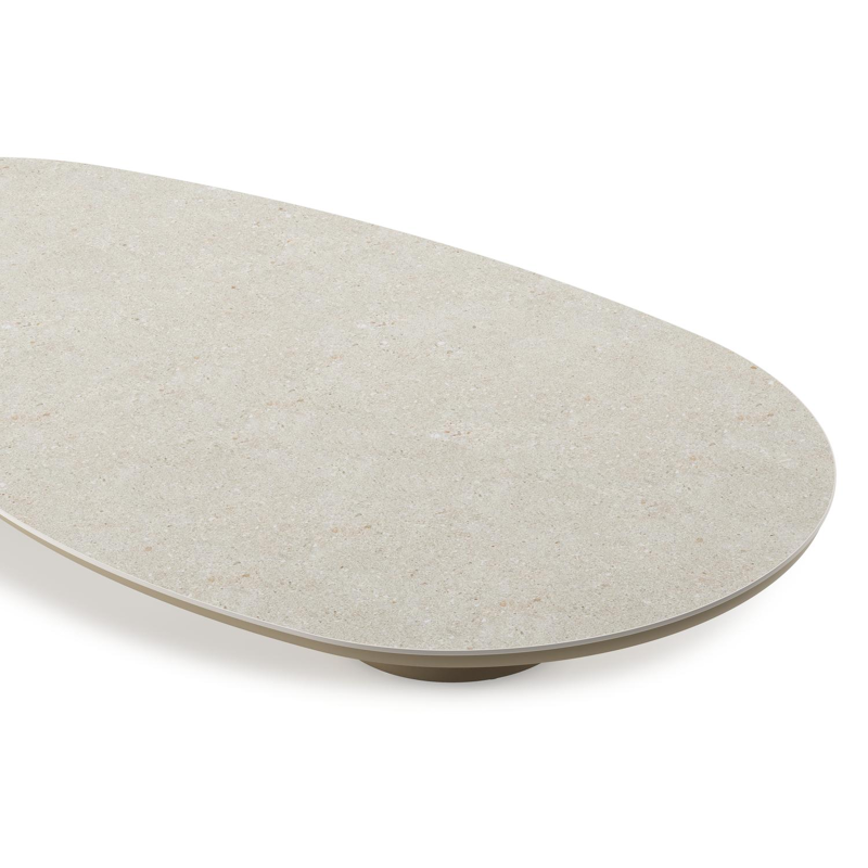 Amico loungetafel organisch in beige aluminium en volkeramiek Shilin - L 170 x B 91 x H 25 cm