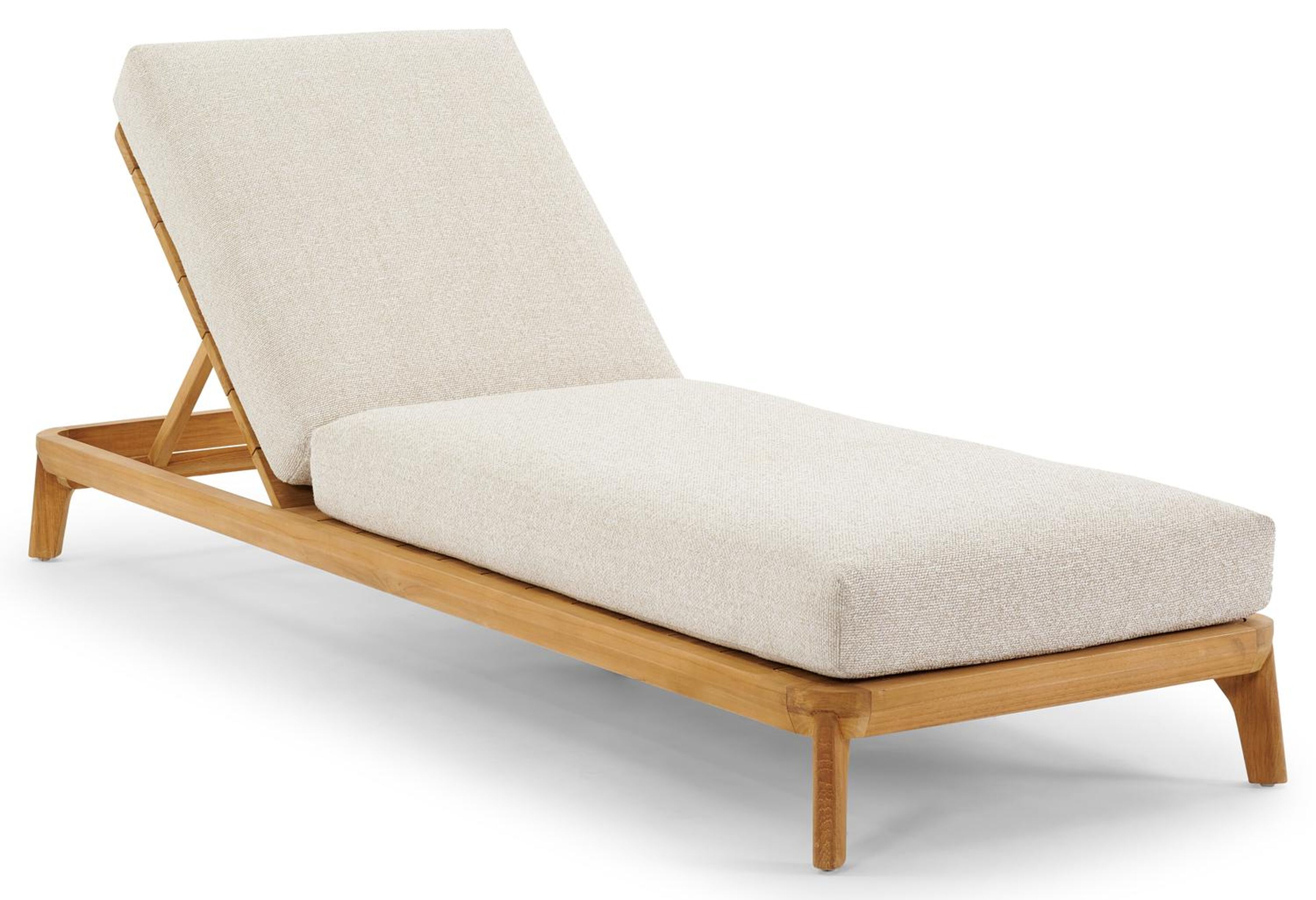 Orso verstelbaar ligbed in teak met marbella ecru all weather cosytica kussen