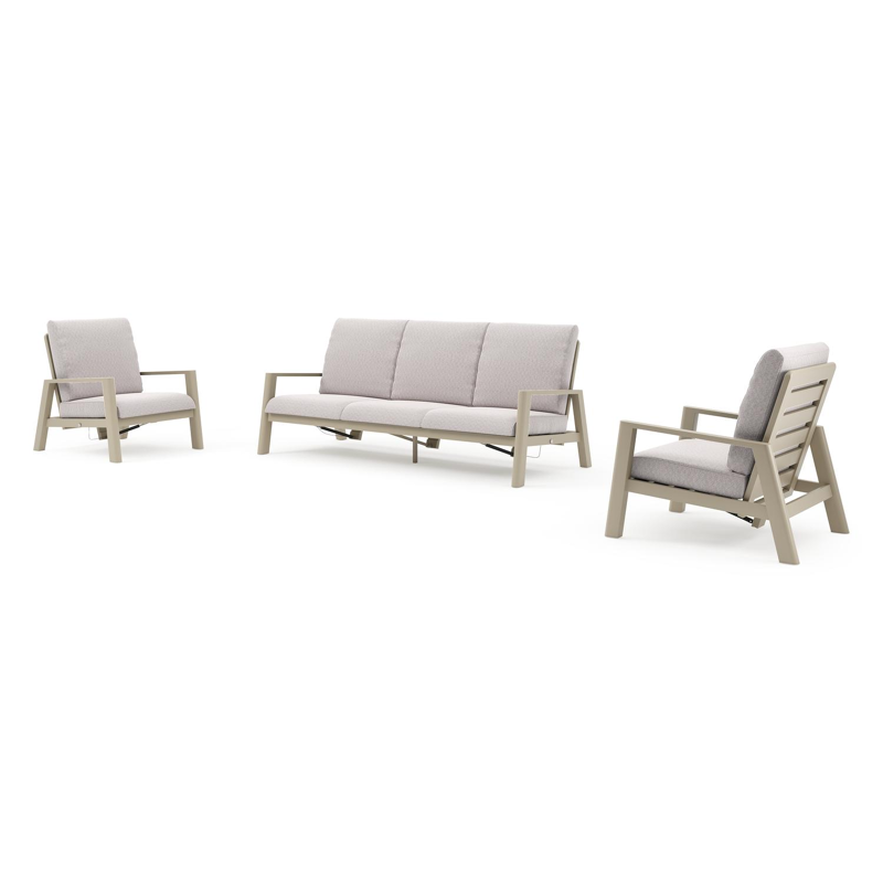 Cirello loungeset in beige aluminium met wander gobi all weather sunbrella® luxe kussen