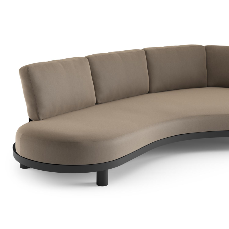 Donato loungebank in zwart aluminium met natte heather grey all weather sunbrella® luxe kussen
