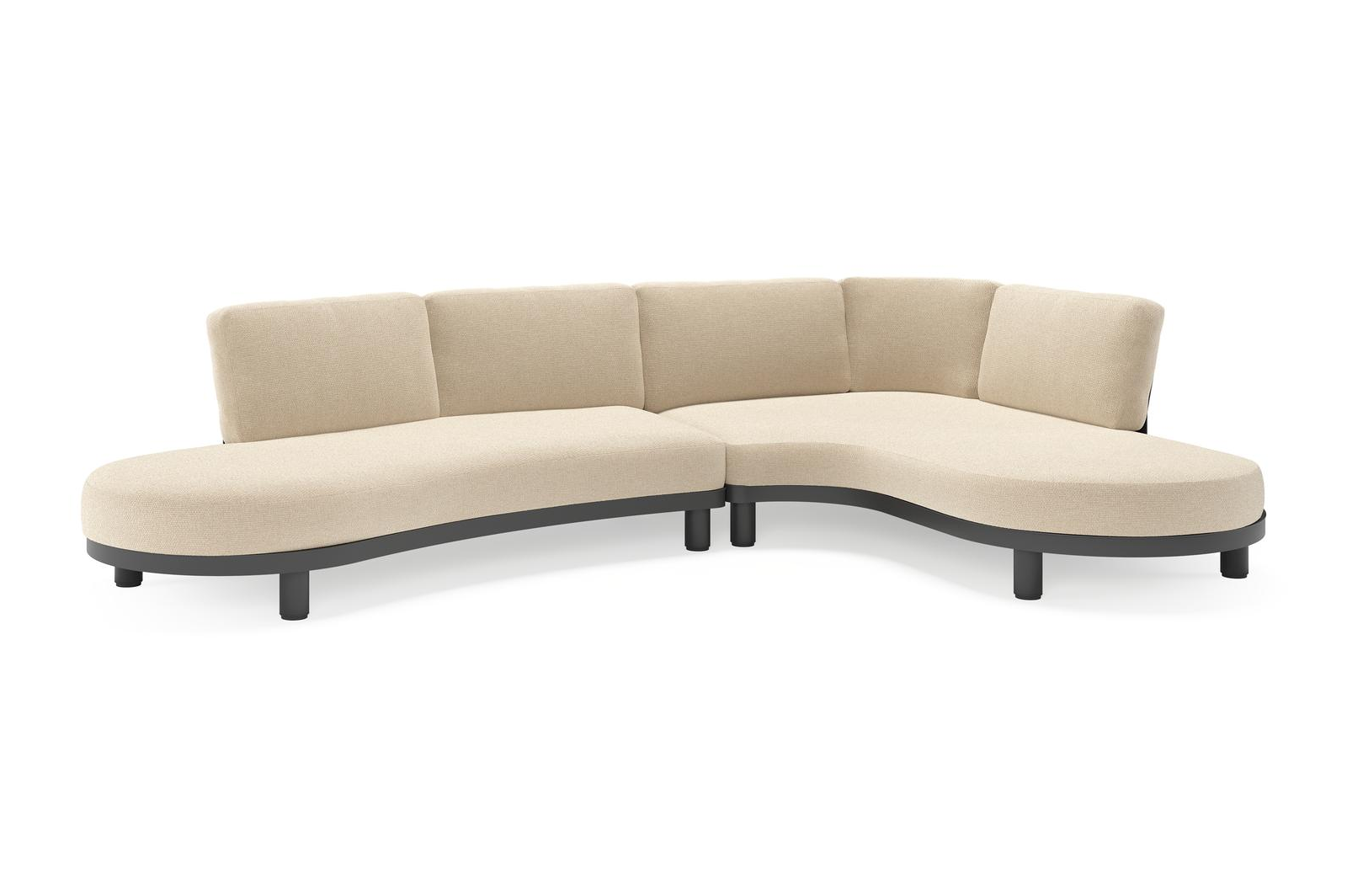 Donato loungehoek in zwart aluminium met all weather cosytica Althea Chalk kussen