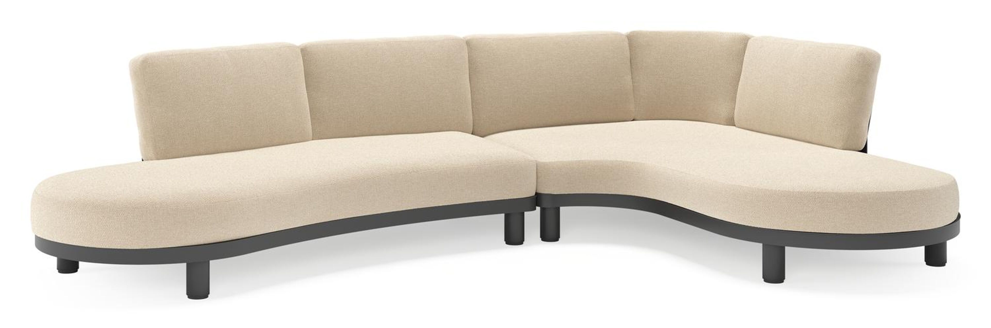 Donato loungehoek in zwart aluminium met all weather cosytica Althea Chalk kussen