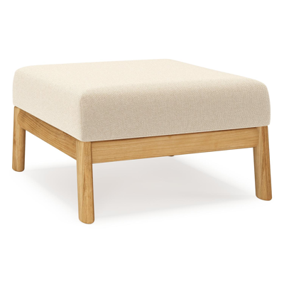 Amaro poef in teak met althea chalk all weather cosytica kussen