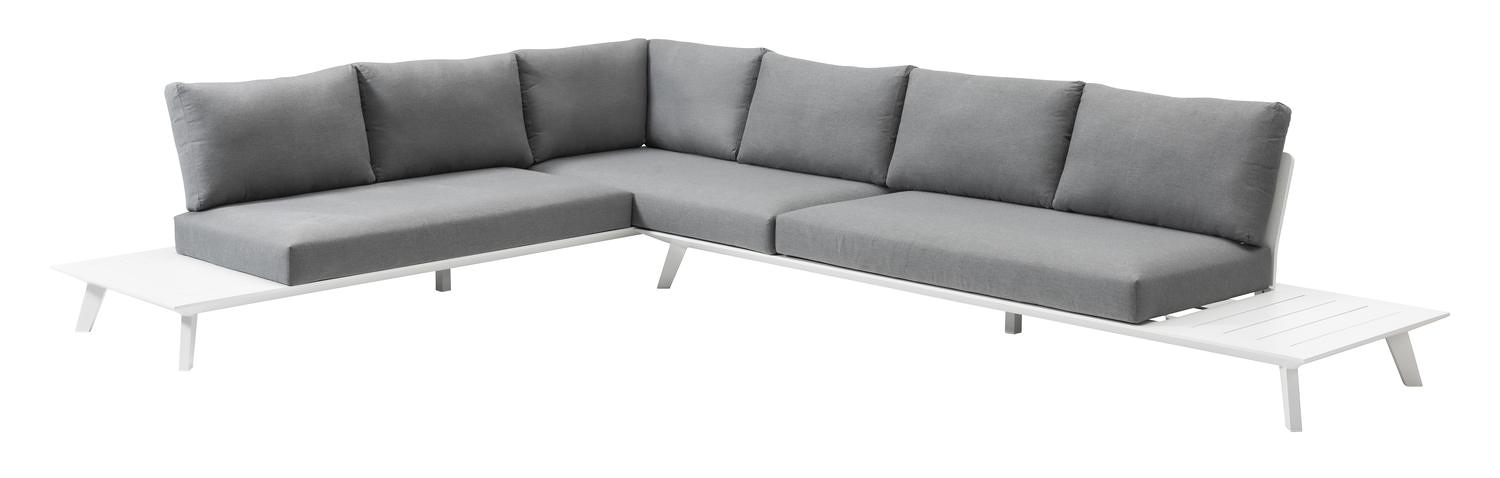 Puglia loungehoek in wit aluminium met grijs weather+ softtouch kussens