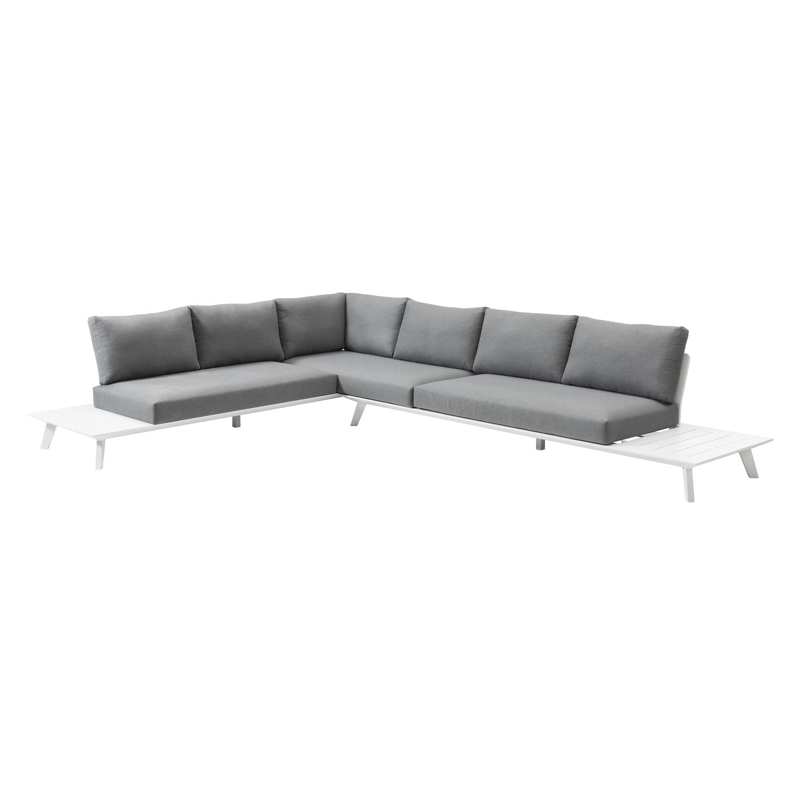 Puglia loungehoek in wit aluminium met grijs weather+ softtouch kussens