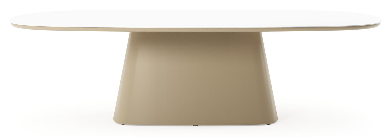 Amico tuintafel bombo xl in beige aluminium en volkeramiek Arctic White - L 270 x B 148 x H 73.5 cm