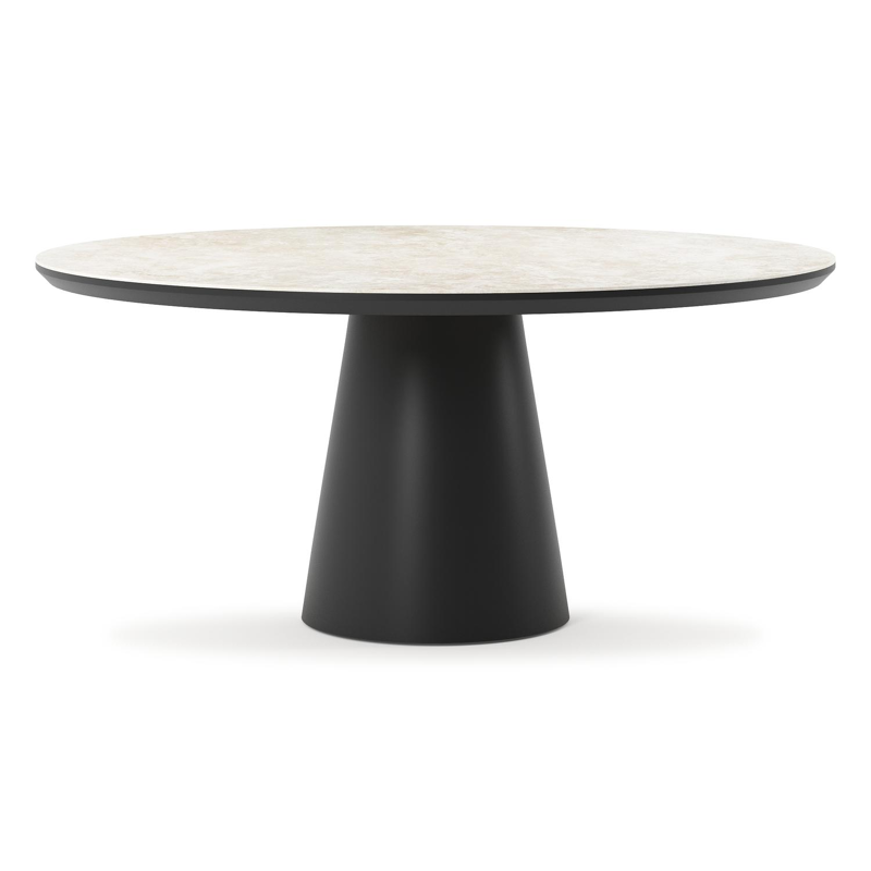 Donato tuintafel rond in zwart aluminium en volkeramiek Rapolano dia. 148 cm