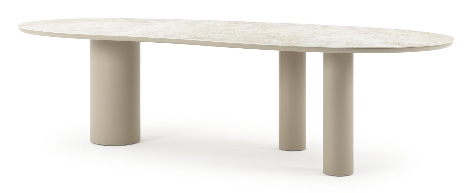 Table de jardin Organo organique en aluminium beige et céramique pleine Rapolano Lg. 280 x Lrg. 120 cm