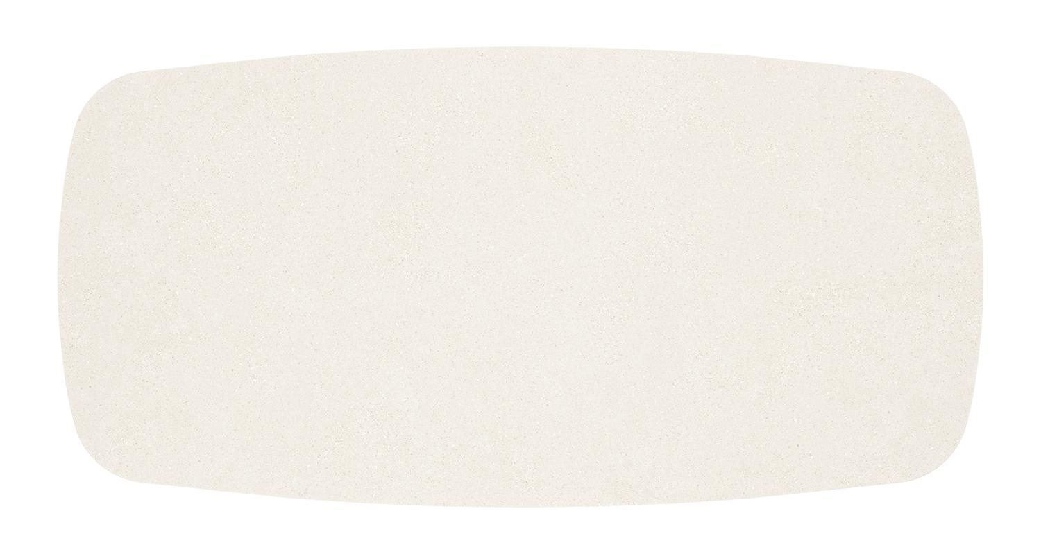 Tarsia tuinset bootvorm in wit aluminium en sintered stone Crema minerale met 6 Matera tuinstoelen