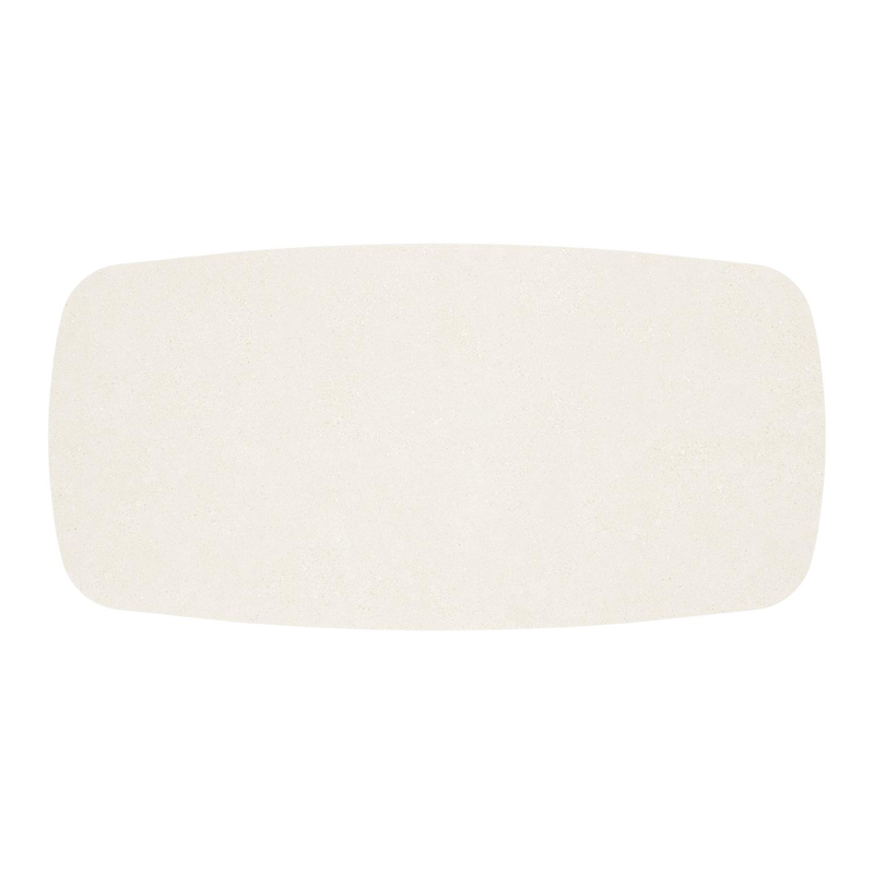 Tarsia tuinset bootvorm in wit aluminium en sintered stone Crema minerale met 6 Matera tuinstoelen