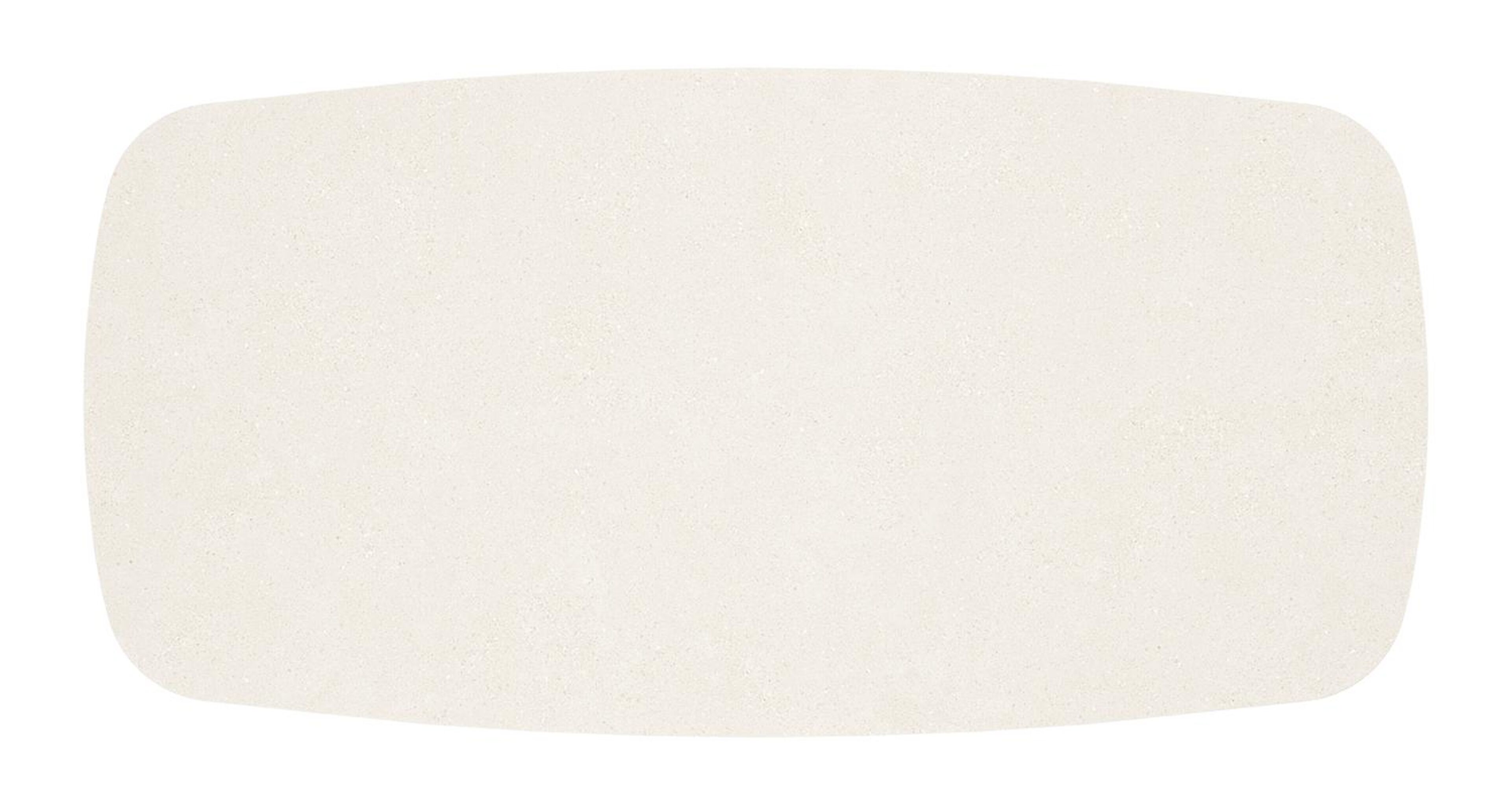 Tarsia tuintafel bootvorm in wit aluminium en beige sintered stone - L 180 x B 90 x H 74.5 cm