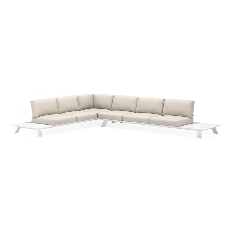 Cesano loungehoek in wit aluminium met chartres pewter all weather sunbrella® luxe kussens