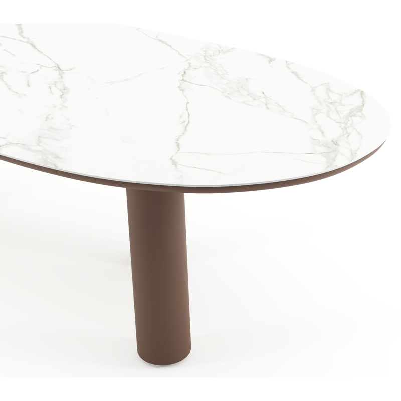 Amico tuintafel organisch in taupe aluminium en volkeramiek Calacatta - L 280 x B 120 x H 73.5 cm