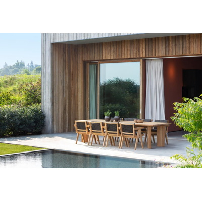 Trentino tuinstoel in teak en zwart wicker en teak armleuning