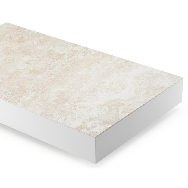 Table de basse Como rectangulaire en aluminium blanc et céramique pleine Rapolano - Lg. 140 x Lrg. 80 x Haut. 20 cm