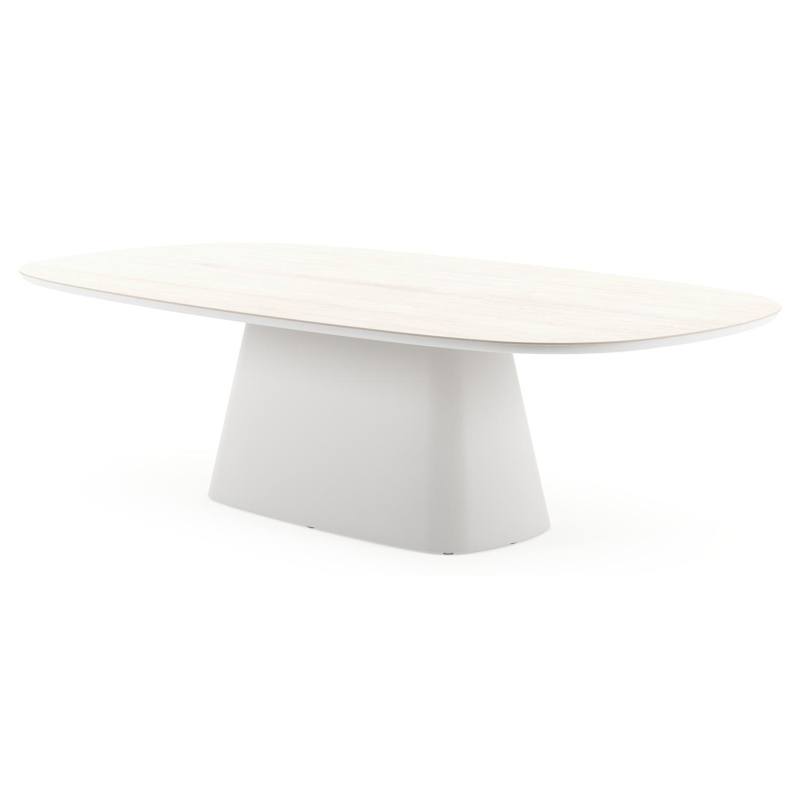 Amico tuintafel bombo xl in wit aluminium en volkeramiek Travertino Bianco - L 270 x B 148 x H 73.5 cm