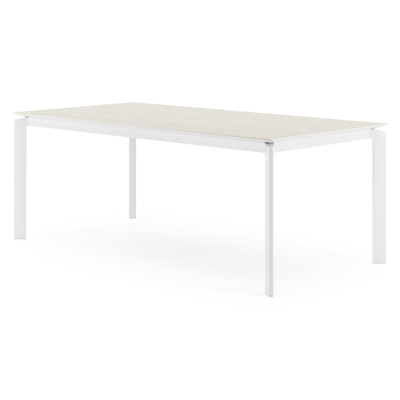 Cirello tuintafel in wit aluminium en volkeramiek shilin - L 200 x B 100 x H 75 cm
