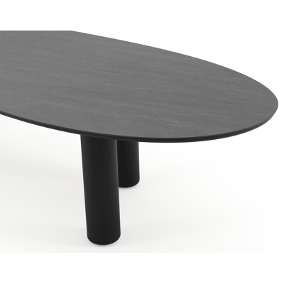 Amico tuintafel organisch in zwart aluminium en volkeramiek Basalt Black - L 320 x B 120 x H 73.5 cm