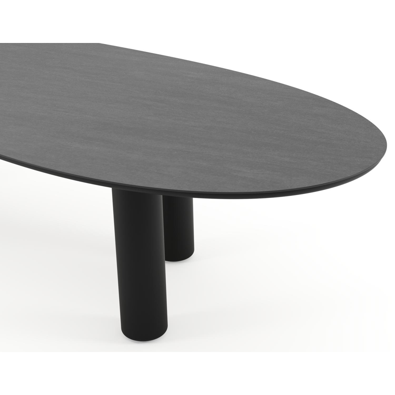 Amico tuintafel organisch in zwart aluminium en volkeramiek Basalt Black - L 320 x B 120 x H 73.5 cm