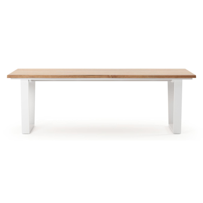 Pagino tuintafel boomstam in wit aluminium en teak - L 240 x B 100 x H 73,5 cm