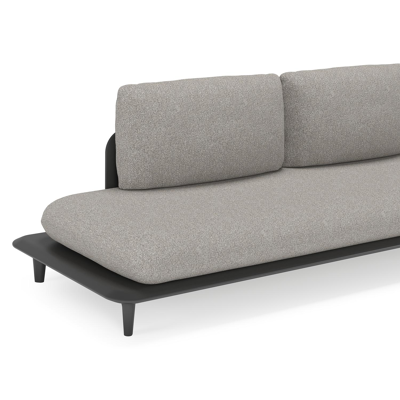 Bomero loungehoek in zwart aluminium met tundra charcoal all weather sunbrella® luxe kussen