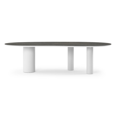Table de jardin Organo organique en aluminium blanc et céramique pleine Black Obsession - Lg. 280 x Lrg. 120 x Haut. 74 cm