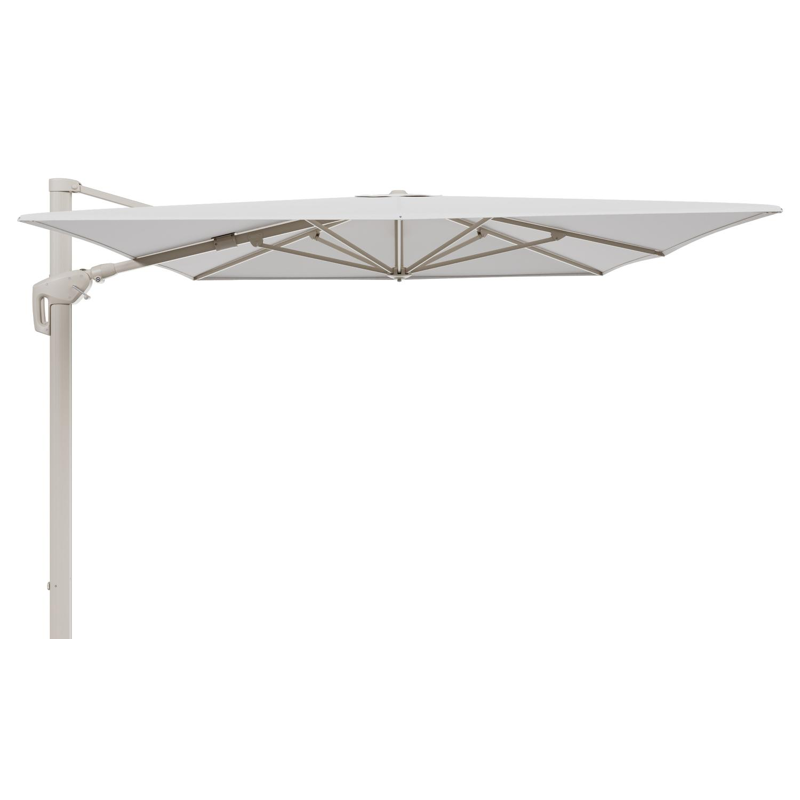 Parasol pendant Minore avec fonction tilt en aluminium beige et toile de parasol All Weather Solica Soul Optik - Lg.1 400 x Lg.2 300 cm (sans pied de parasol)