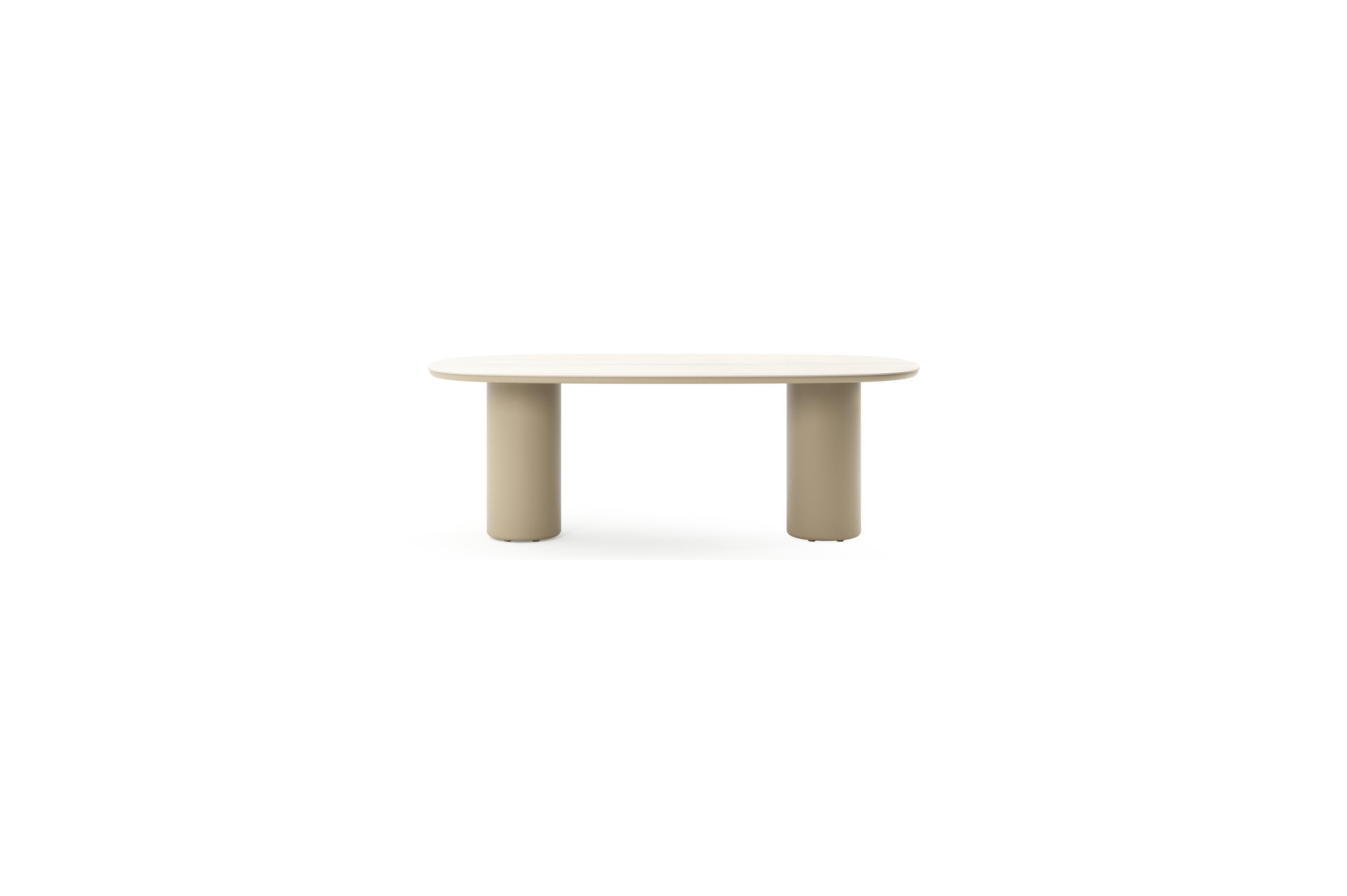 Amico tuintafel bombo in beige aluminium en volkeramiek Travertino Bianco - L 210 x B 110 x H 73.5 cm